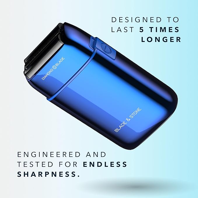 Blade & Stone™ PS501 Foil Shaver | Graphene-X™ Blade | Professional Foil Shaver for Men | 8000 RPM Durable Motor, All-Metal, Cordless Barber Shaver - Big Blue