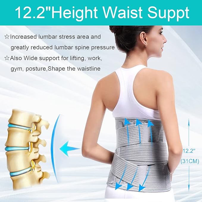 Back Support,Entire Back Brace, Lumbar Support Belt for Women & Men, Adjustable Waist Trainer Belt for Entire Back Pain Relief, Keeps Your Spine Straight and Safe(L)