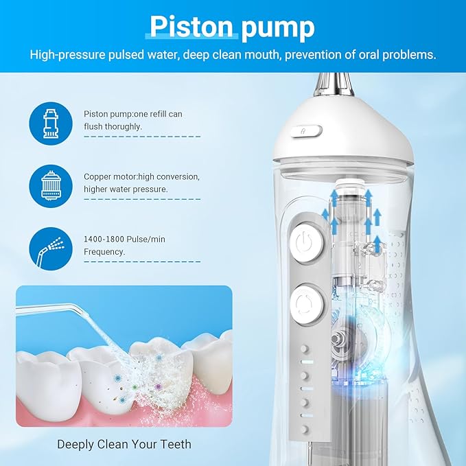 Betterchoi Water Flossers for Teeth, Portable Cordless Water Dental Flosser Teeth Pick, Oral Irrigator – 4 Cleaning Modes, 1800 Pulses, IPX7 Waterproof, USB Type-C Charging for Home Travel, White
