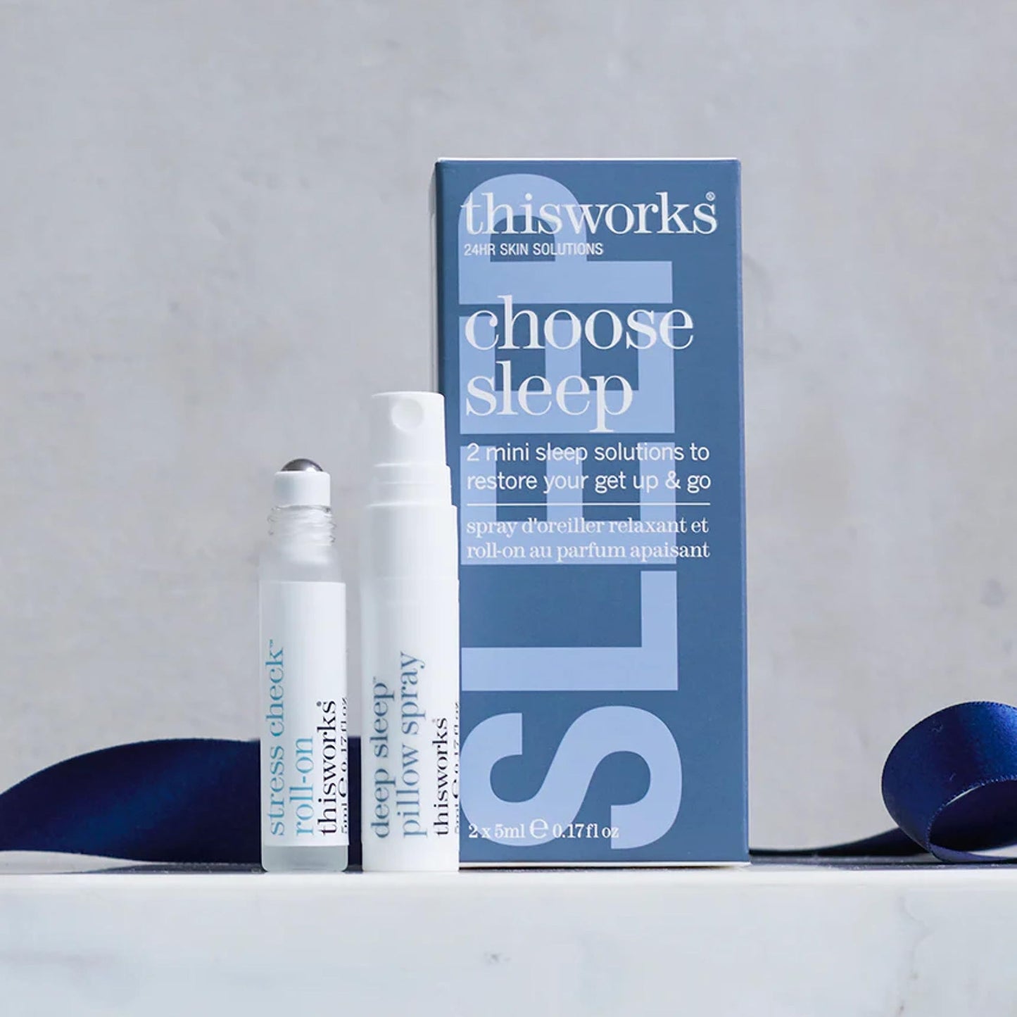 thisworks Choose Sleep Travel Kit, The Deep Sleep Pillow Mini Spray and Aromatherapeutic Roller Ball Infused with Eucalyptus, Frankincense & Lavender Essential Oils, 2x5ml