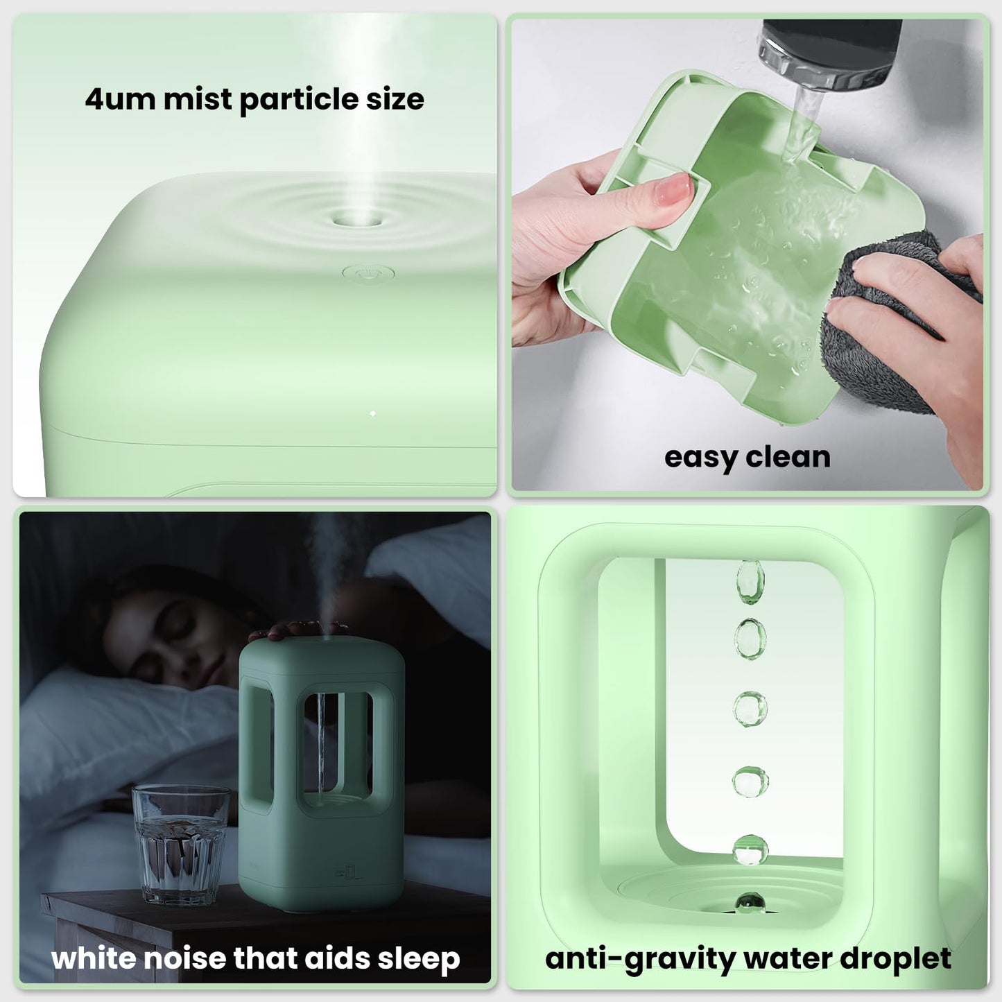 Winben Green Mini Humidifiers for Bedroom & Plants - Small Desktop Humidifier, Portable Cool Mist for Nightstand, Desk, Indoor Plants - Quiet Personal Humidifier (0.6L, Auto Shut-Off)