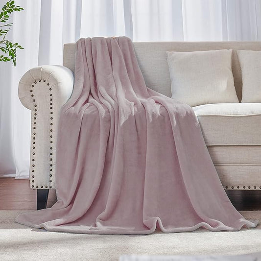 JIAHANNHA Dusty Rose Purple Pink Throw Blanket Fleece Blanket 60"x80",Super Soft Cozy Plush Throw Blanket for Couch Sofa Bed,Warm and Lightweight Bed Blankets for Adults