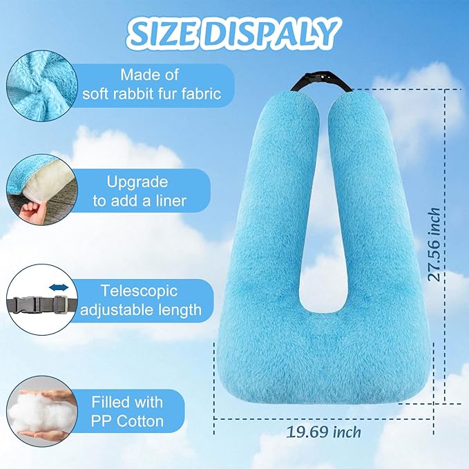 Travel Pillow, Car Pillow for Kids & Adults - Ergonomic Travel Pillows Sleeping Aid for Neck & Body Support, Car Travel Essentials Pillow on Road Trips-Gray (Blue)