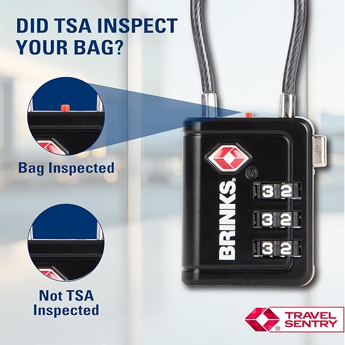 Brinks TSA Accepted Indicator Luggage Lock, Black - Ressetable Combination, New More Secure TSA008 Key, 2 Pack