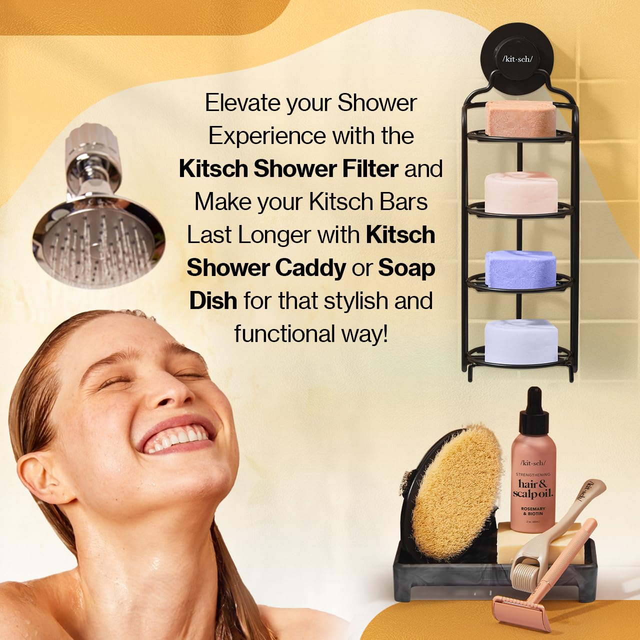 Kitsch Coconut Oil Shampoo Bar - Hydrate & Soften Dry Damaged Hair - Deep Moisturizing Curly Hair Shampoo - Safe Shampoo for Color Treated Hair - Silicone, Paraben & Sulfate Free - 3.2 oz