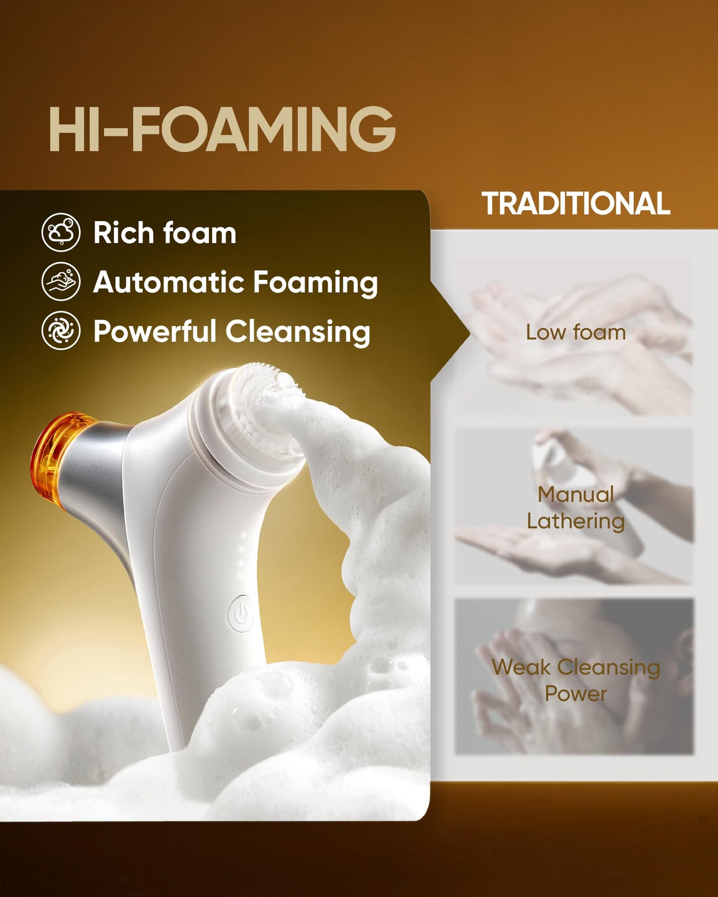 kingdo 2-in-1 Face Scrubber & Makeup Remover Device, Smart Automatic Foaming Facial Cleansing Brush Exfoliator with Face Cleanser for Deep Cleansing & Exfoliating & Removing Makeup Skin Care