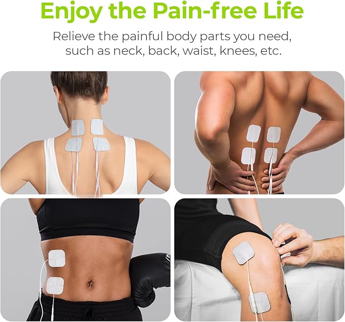 AUVON TENS Unit Electrode Pads 2"x2" 48 Pcs Value Pack, Reusable Latex-Free TENS Unit Pads with Upgraded Self-Adhesion, Non-Irritating Replacement Pads Compatible with TENS 7000, Etekcity, Nicwell