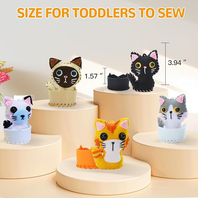 IROLEHOME Cat Sewing Kit for Kids Ages 6-12, Stuffed Animal Kitty Cat Craft Kit for Girls Educational Kitty Toy as Birthday Gift