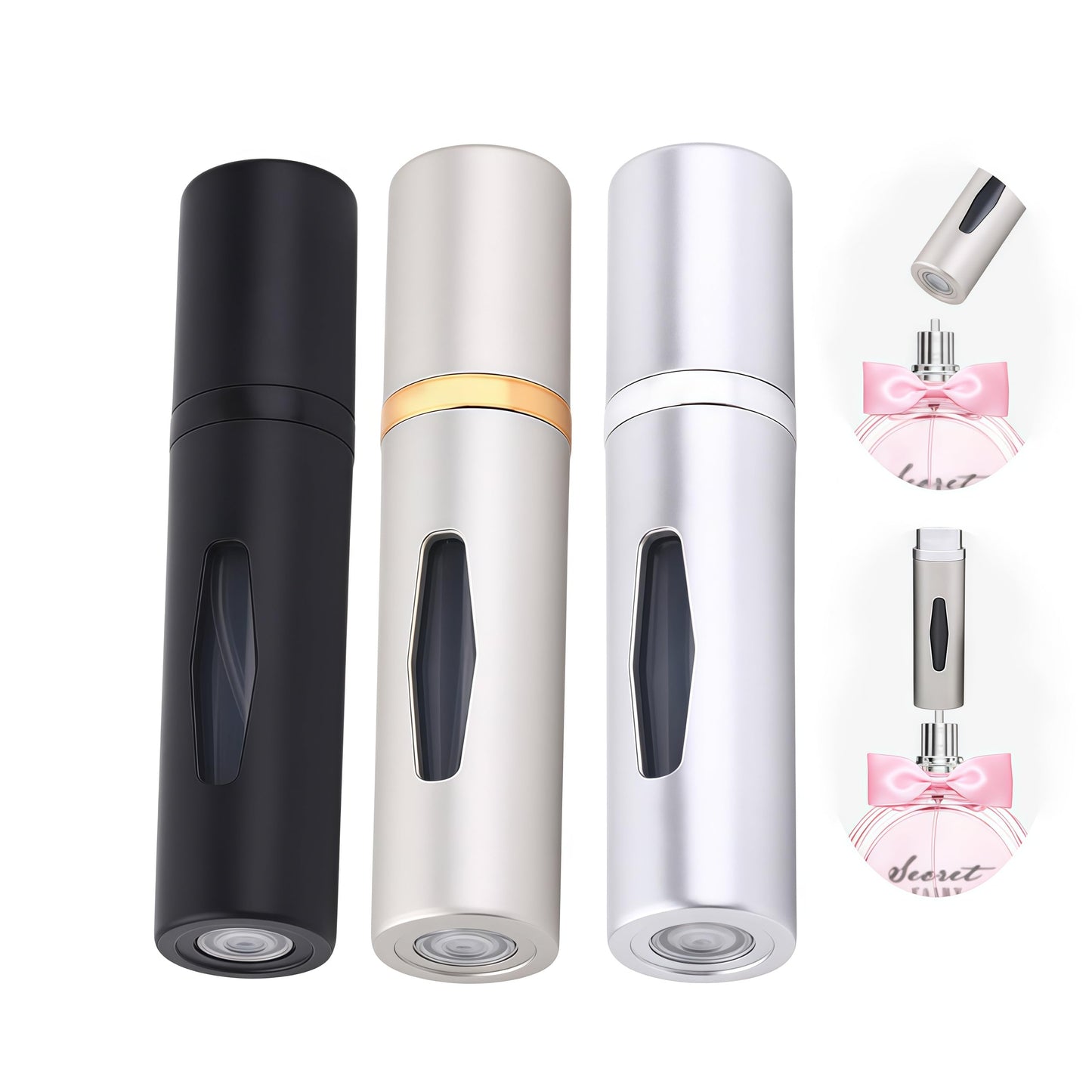 3PCS Refillable Perfume Atomizer Bottles, Portable Mini Separate Perfume Bottle, Refillable Cosmetic Spray Bottles, Travel and Outings Spray Boxes Dispensers 6ml/0.2oz