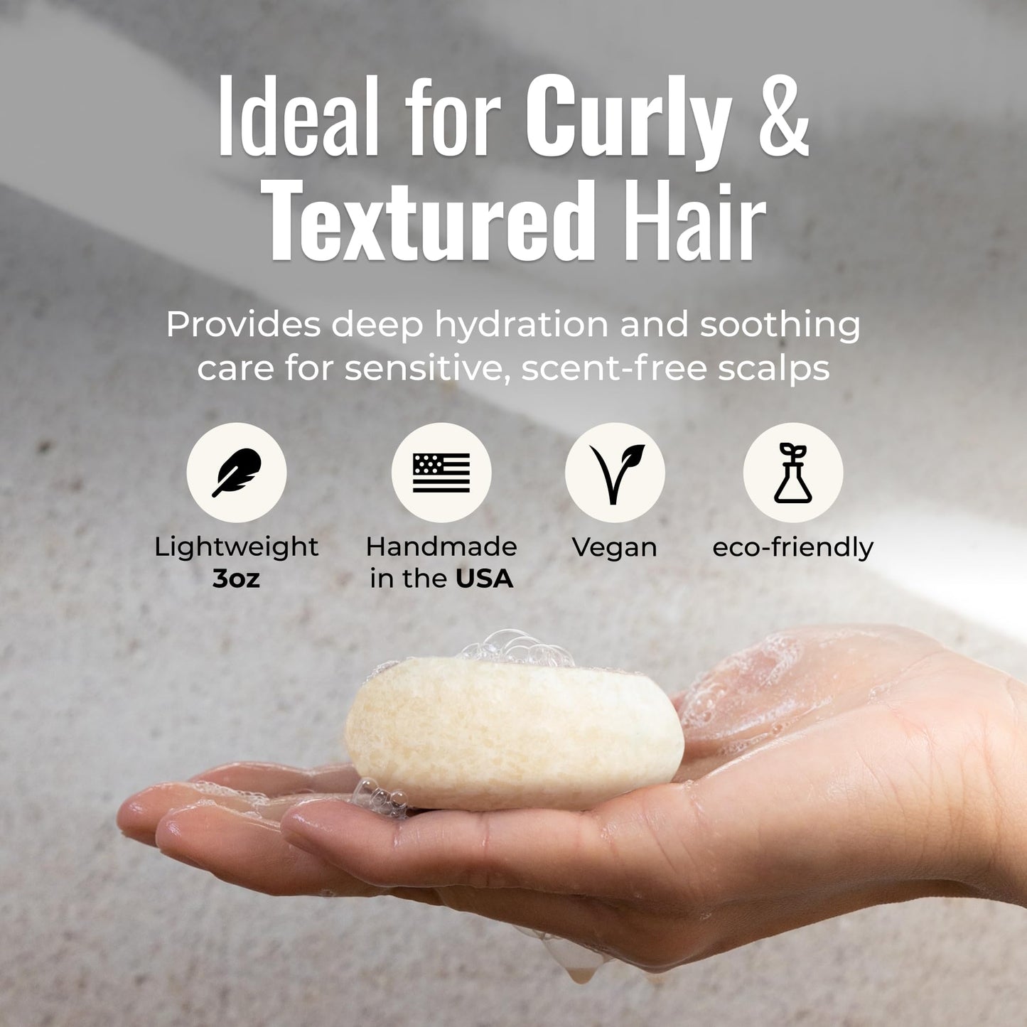 ZWS Essentials Simply Unscented Shampoo Bar, Vegan Solid Hair Cleanser for Sensitive Scalps & Fragrance-Free Care, Zero Waste, Travel-Friendly