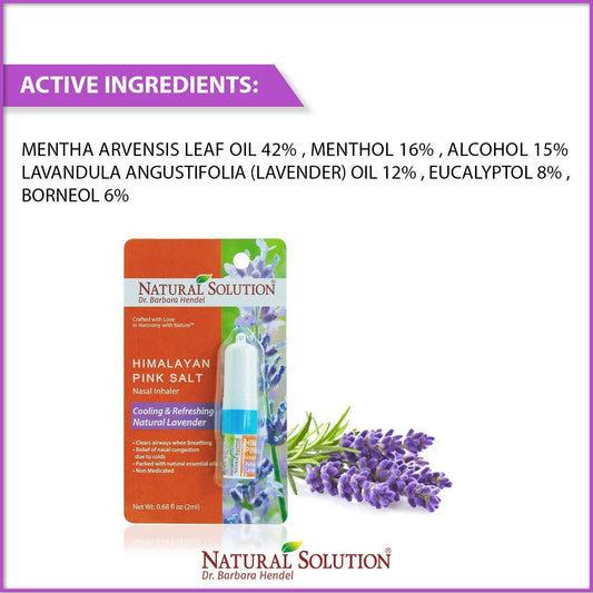 Natural Solution Himalayan Salt Inhaler, Help Clear Congestion, Boost Focus and Improve Breathing with Relaxing & Refreshing Lavender Aromatherapy, Pack of 3