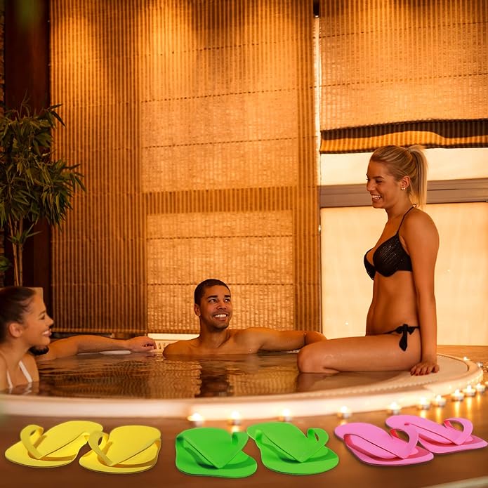 Janmercy 90 Pairs Pedicure Slippers for Guests Foam Disposable Flip Flops Pedicure Shoes Sandals Bulk for Women Spa Party Supplies, 6 Colors, 4. 53 x 10. 43 Inches