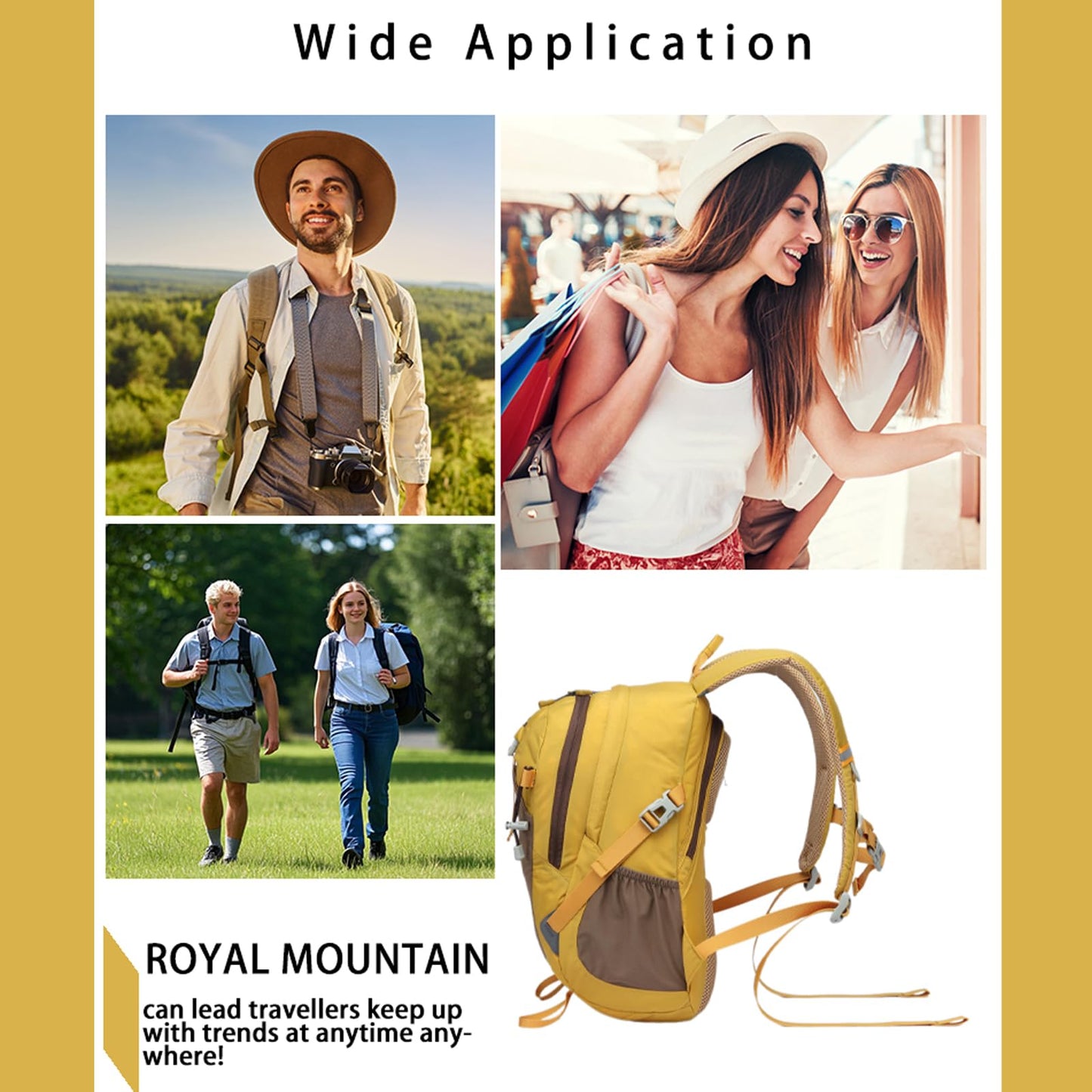 ROYAL MOUNTAIN Hiking Backpack 30L Foldable Travel Daypack For Women Men,Camping Daypack Backpacks Lightweight,Durable Hiking Backpack Fit For Hiking,Daily Commuting,Short Trips.(With Rain-cover)