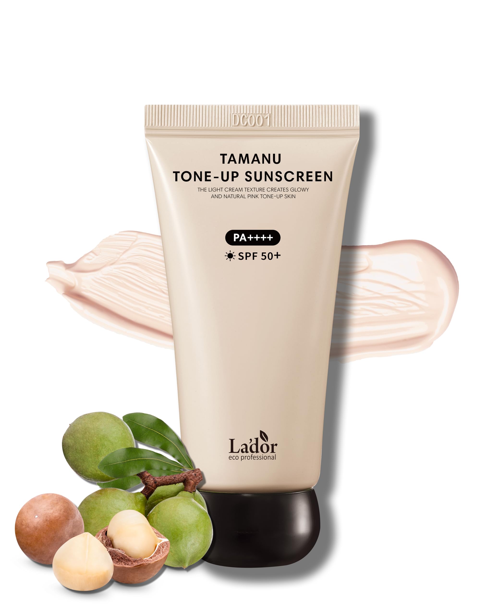 LADOR Tamanu Daily Sheer Glow Tinted Tone-up Face Sunscreen Moisturizer UV Protector Hydrating Non-greasy Makeup Primer SPF 50+ PA++++ Sun Protection Korean Skincare