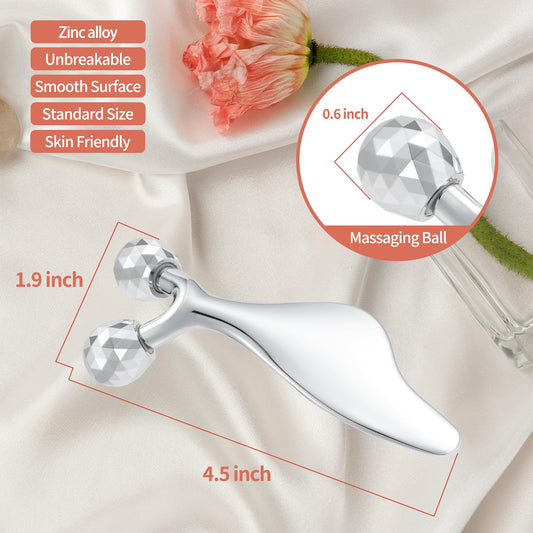 3D Metal Facial Roller Massager- Improves Complexion & Remove Eye Wrinkles, Face Massage Tool - Skin Tightening & Toning, Gua ShaTool-Tightens & Tones Skin Appearance.