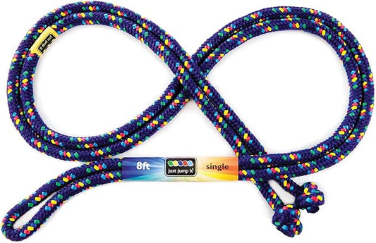 Just Jump It 8' Foot Single Jump Rope for Kids Women and Men - Active Outdoor Youth Fitness Excersing Equipment - Braided Nylon Gym Accessories