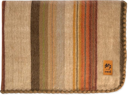 Alpaca Wool Blanket - Twin Size Bed Throw & Warm, Lightweight, Couch or Camp - Outdoor - 75 x 38 Inches (Brown)
