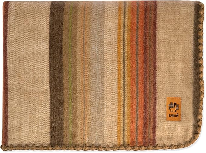 Alpaca Wool Blanket - Throw Size Bed Blanket - Best Gift & Warm Throw, Lightweight, Couch or Camp- Outdoor - 64 x 45 inches (Brown 2)