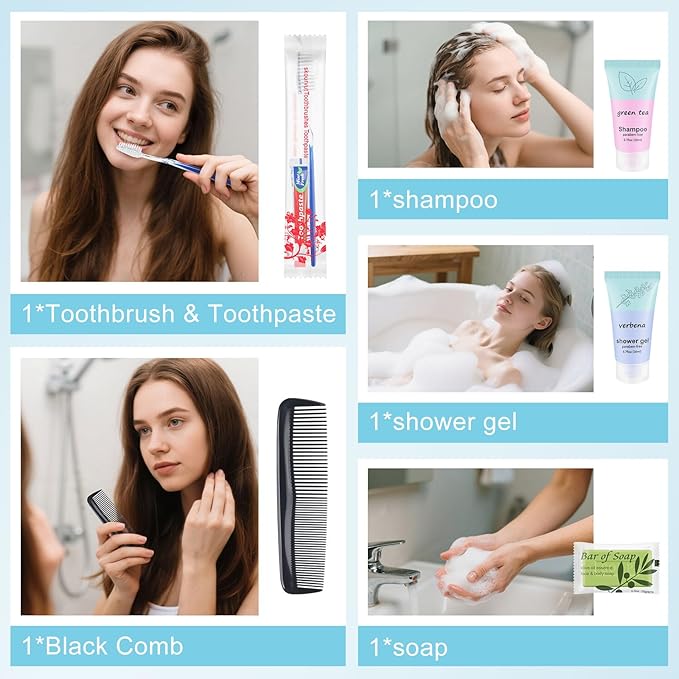 Homeless Hygiene Kit for Donations,Bulk Basic Toiletry Kits Care Package Supplies in Zip Pouch,Homeless Kits Travel Toiletry Bulk for Homeless Shelters Charity Men Women (pack of 50)