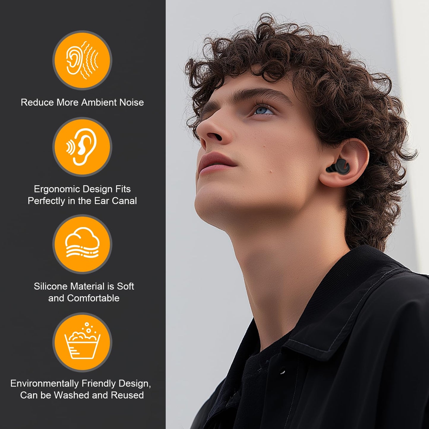 Ear Plugs for Sleeping Noise Cancelling, 38dB Noise Reduction Earplugs, Silicone Reusable Hearing Protection Ear Plug, Waterproof Earplug Suitable for Sleeping, Study, Travel, Concerts (3Pairs)