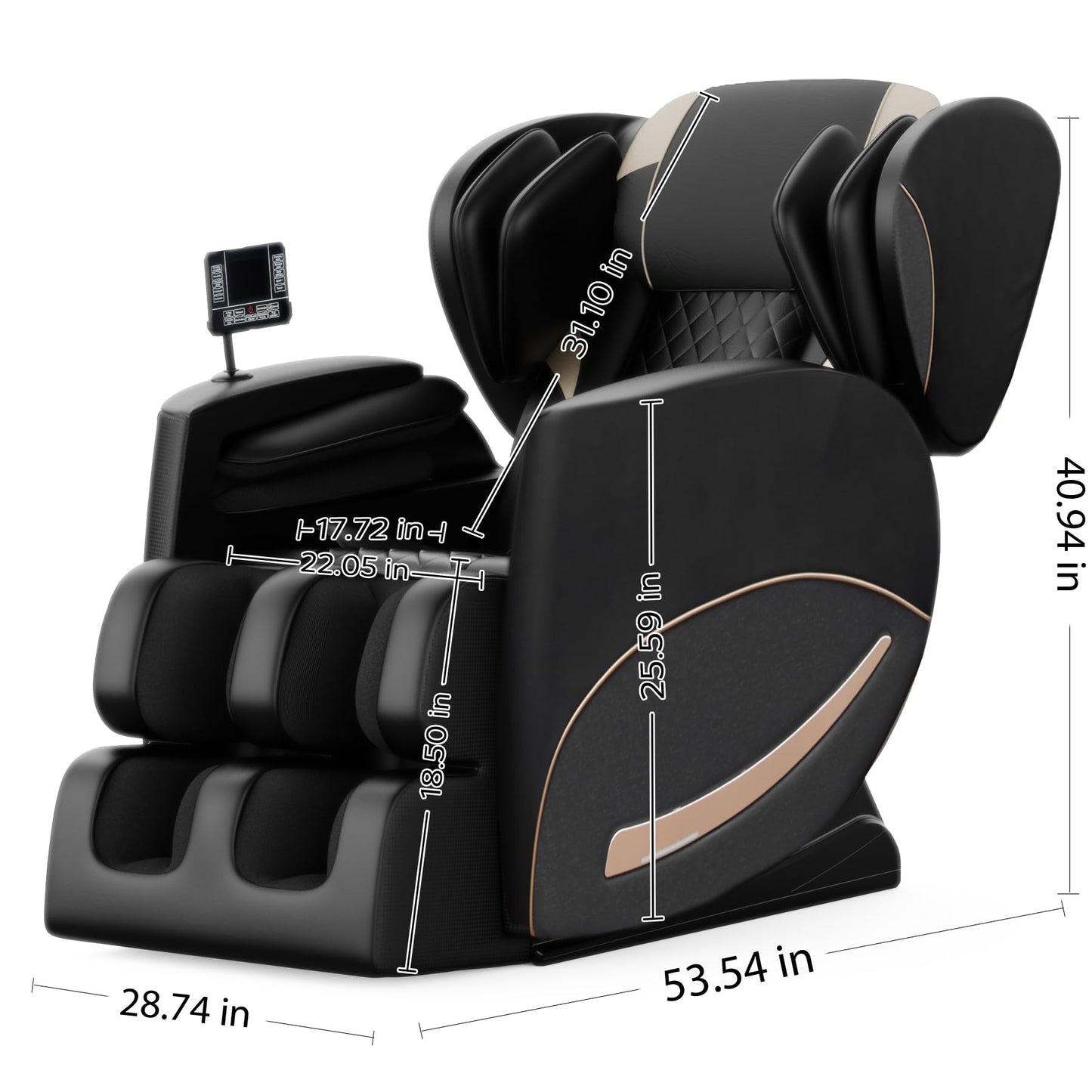 KEIKI Zero Gravity Massage Chair Recliner with 10 Massage Rollers, Full Body Air Pressure Therapy, Heated Lumbar & Leg, Foot & Calf Massage, Bluetooth Audio, Adjustable Intensity, PU Leather, Black