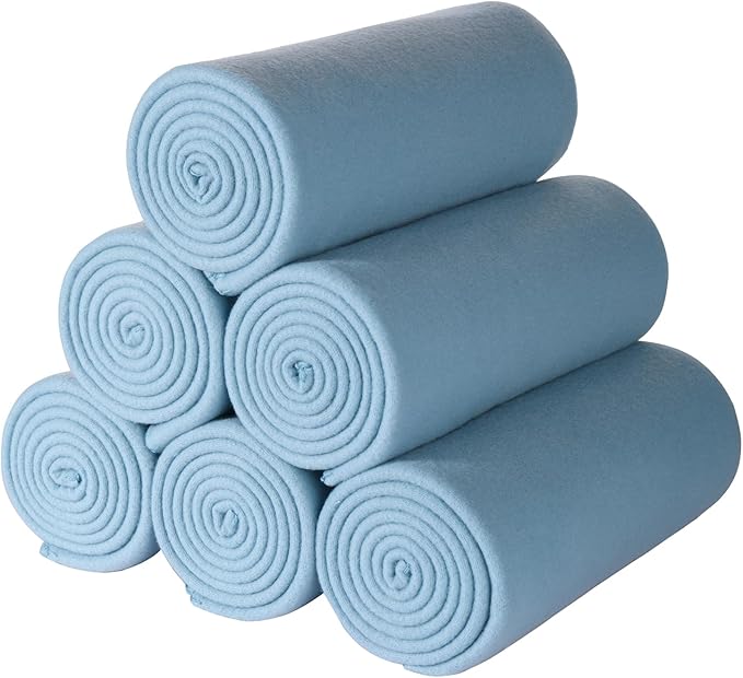 CAI TENG Fleece Throw Blankets Lightweight Warm Soft Cozy Kids Blanket Pet-Friendly Bulk Fleece Blanket Solid for Home, Bed, Sofa, Dorm, Office, Gifts, Outdoor Washed Blue 6 Pack 50 x 60 inch