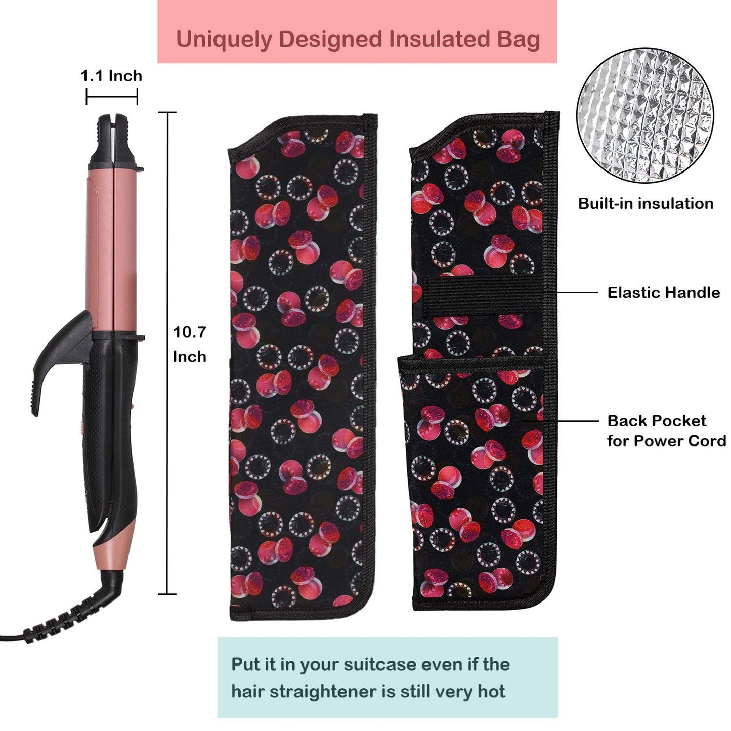 2 in 1 Travel Curling Flat Iron Dual Voltage Mini Hair Straightener and Curler (Rose Gold)