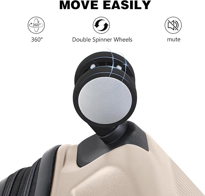 20 Inch Lightweight Expandable Carry On Luggage, PC Hardside Suitcase with Spinner Wheels & TSA Lock, Carry-on 20-Inch, Champagne