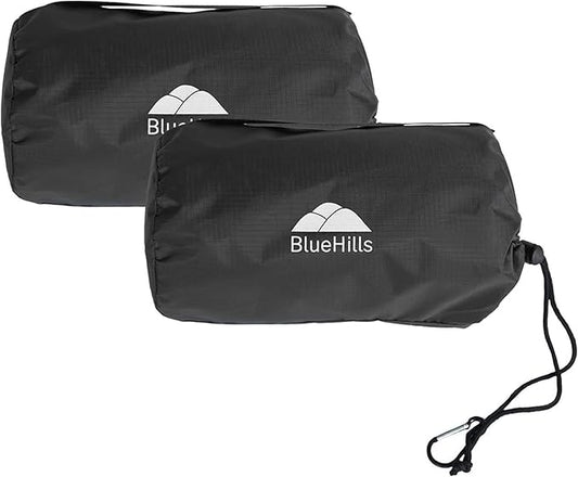 BlueHills Ultra Compact Travel Blanket 2 Pack Large Soft Cozy Portable Blanket Sheet with Carry Case and for Flight Airplane Car Layover Camping Hotel C203-2PK-Black