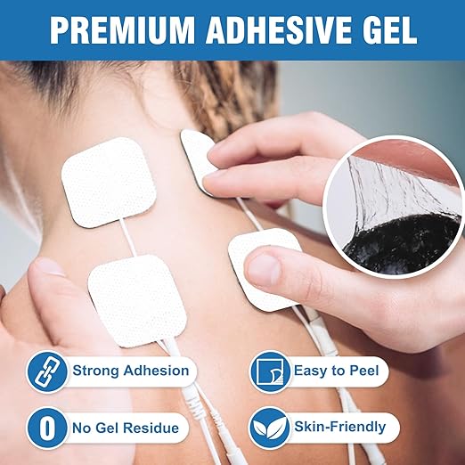 12PCS TENS Unit Electrode Pads 2"x2", Improved Gel Reusable TENS Replacement Pads, Latex-Free & Skin-Friendly, Compatible with TENS/EMS