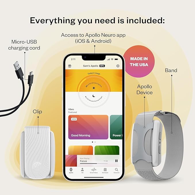 Apollo Neuro Wearable – Award-Winning Sleep & Stress Relief Device – Fall Asleep Faster, Sleep Longer & Deeper – Stimulate Calm, Boost Focus & Relaxation
