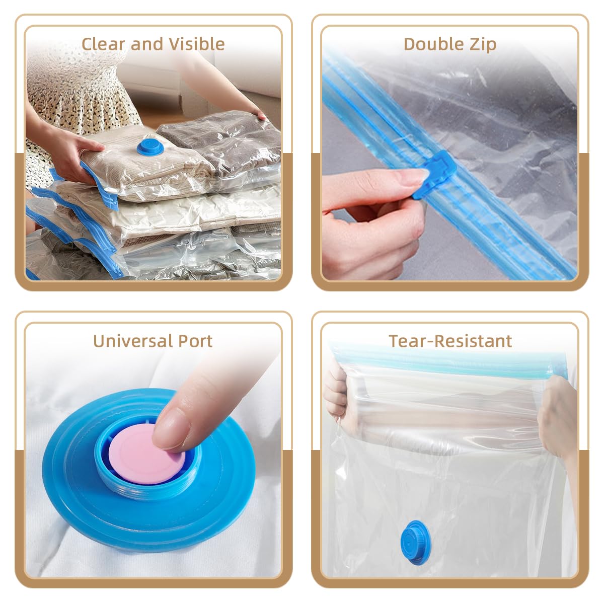 Vacuum Seal Bags with Portable Electric Pump, 12 Pack Vacuum Storage Bags for Clothing Travel, Compression Packing Space Saver Bags for Luggage Suitcase (4 Small & 4 Medium & 4 Large)