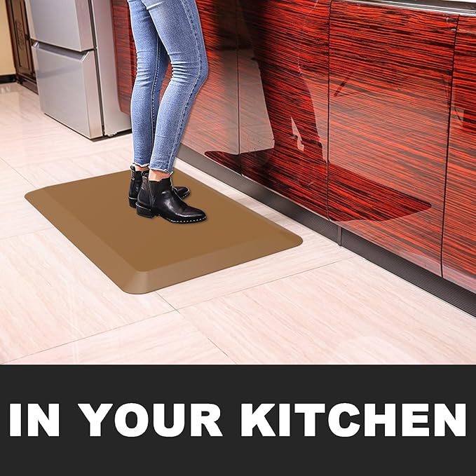 Anti Fatigue Floor Mat,Kitchen Mat, Standing Desk Mat – Comfort at Home, Office, Garage - Polyurethane(PU) Foam (Brown, 40" L x 17" W x 1" Th)