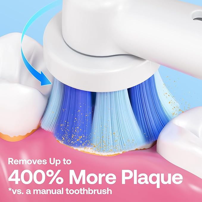 Bitvae R2 Rotating Electric Toothbrush for Adults with 8 Brush Heads, 5 Modes Rechargeable Power Toothbrush with Pressure Sensor, White