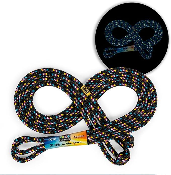 Just Jump It 16 Foot Glow in the Dark Jump Rope for Kids, Active Outdoor Youth Fitness Exercise Equipment, Braided Nylon Gym Accessories