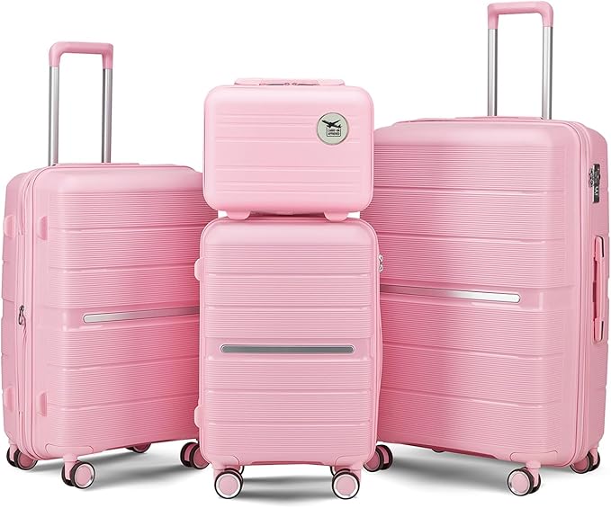 4-Piece Hardshell Luggage Set with TSA Locks, Expandable Suitcases and Silent Spinner Wheels - Vibrant Colors for Easy Identification (14/20/24/28 Inch) - Family Travel Suitcase Sets