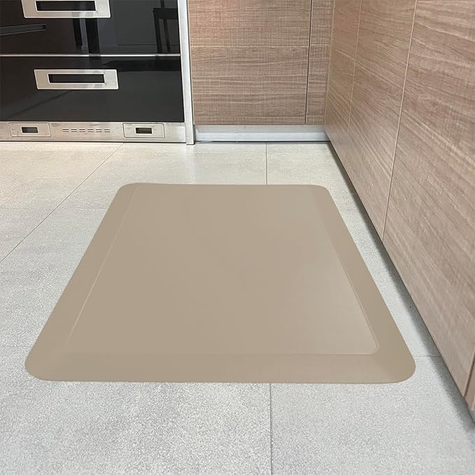 1" Extra Thick Anti Fatigue Floor Mat 50" L x 17" W,Kitchen Mat, Standing Desk Mat,140D Advanced PU Foam Ergonomic Comfort at Home, Office, Garage, Sink (Beige)