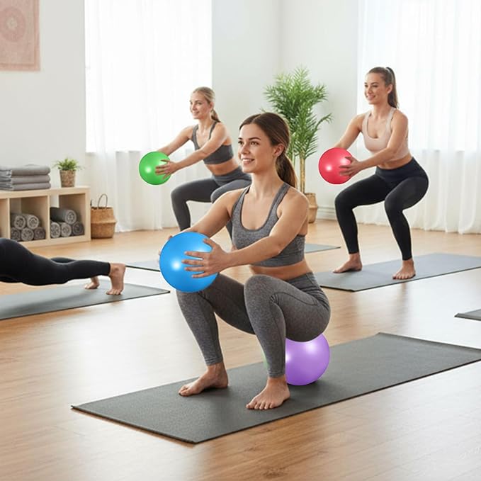 Aoriher 10 Pieces 9 Inch Exercise Pilates Ball Yoga Therapy Core Ball for Yoga Stability Barre Training Stretching Physical Posture Training Gym