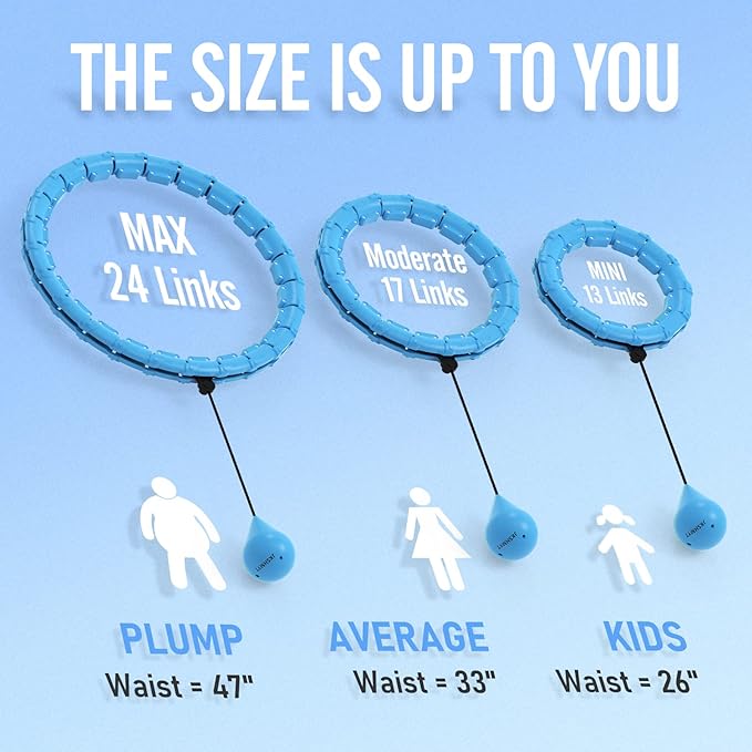 JKSHMYT Weighted Hula Circle Hoops for Adults Weight Loss, Infinity Fitness Hoop Plus Size 47 Inch, 24 Detachable Links, Exercise Hoop Suitable for Women and Beginners