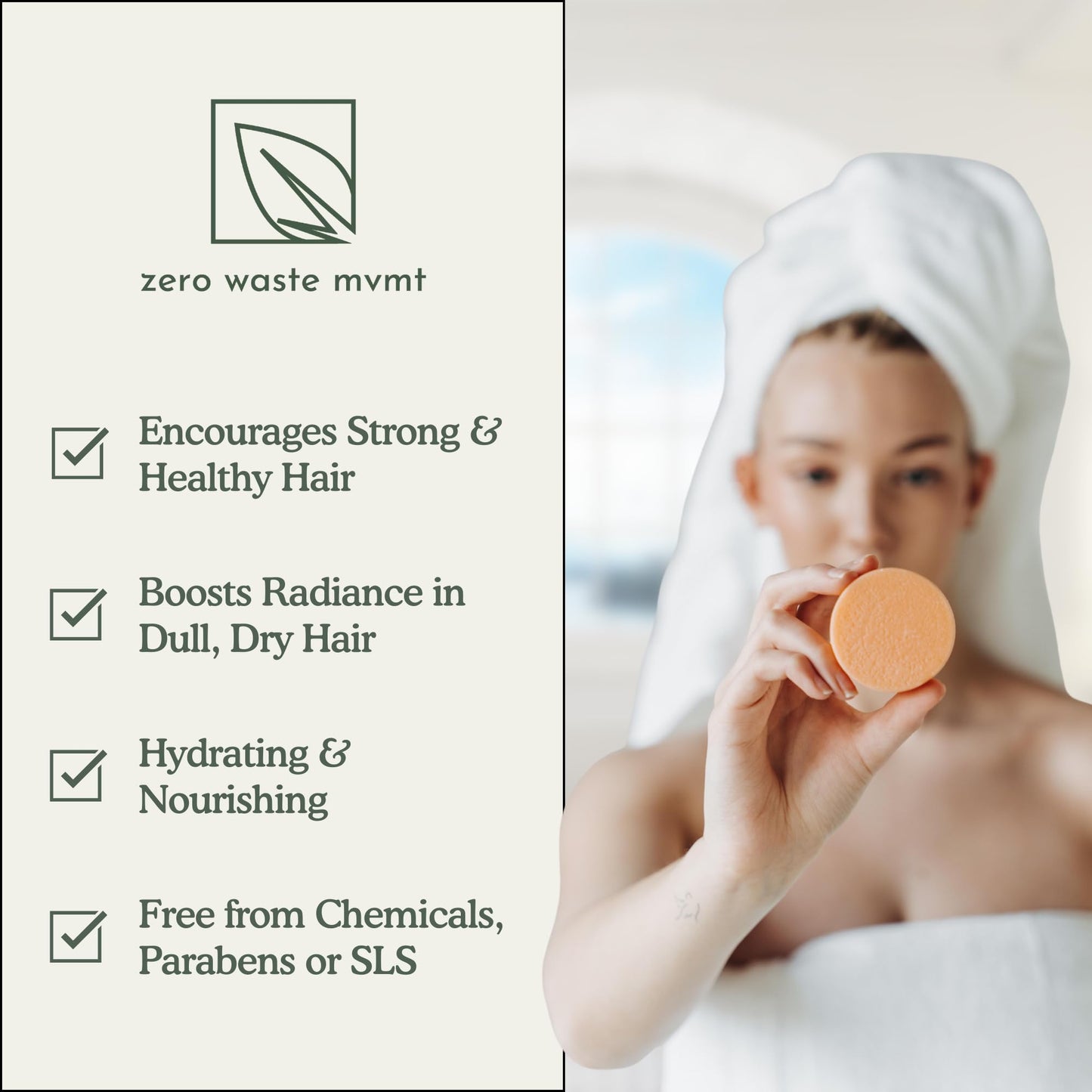 Zero Waste MVMT Conditioner Bar | Sweet Orange + Grapefruit | Eco-friendly Conditioner with Travel Container