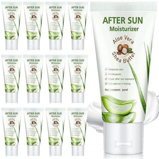 12 Pcs After Sun Lotion Mini Aloe Vera Lotion Bulk Travel, 1 oz Travel Size Aloe Vera Skin Moisturizer Organic Mini Sunscreen Bulk Party Favor Moisturizing for Face and Body