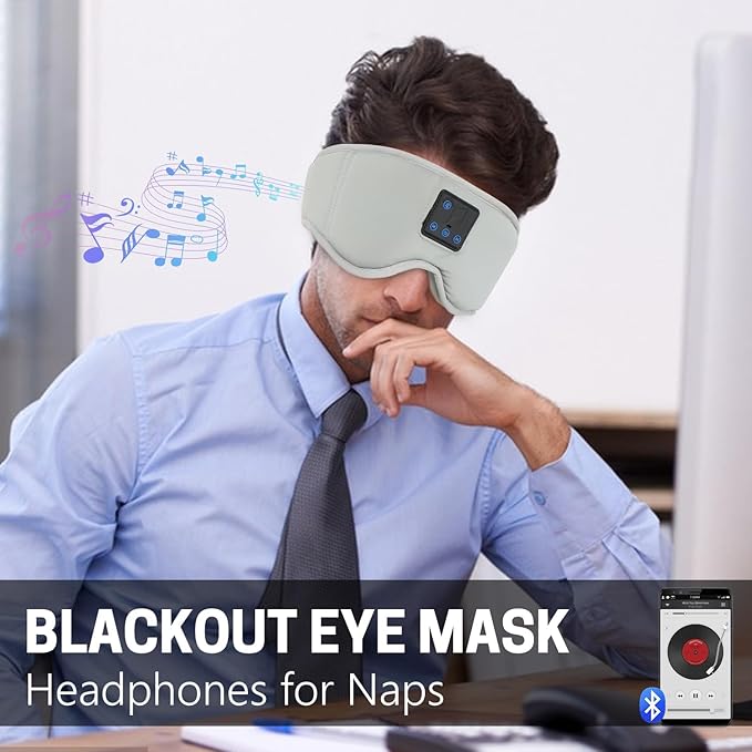 Aurya Sleep Mask with Bluetooth Headphones, 3D Eye Mask for Sleeping, 5.4 Wireless Sleeping Headphones with Ultra-Thin HD Stereo Speaker for Side Sleeper, Office Nap, Air Travel, Meditation