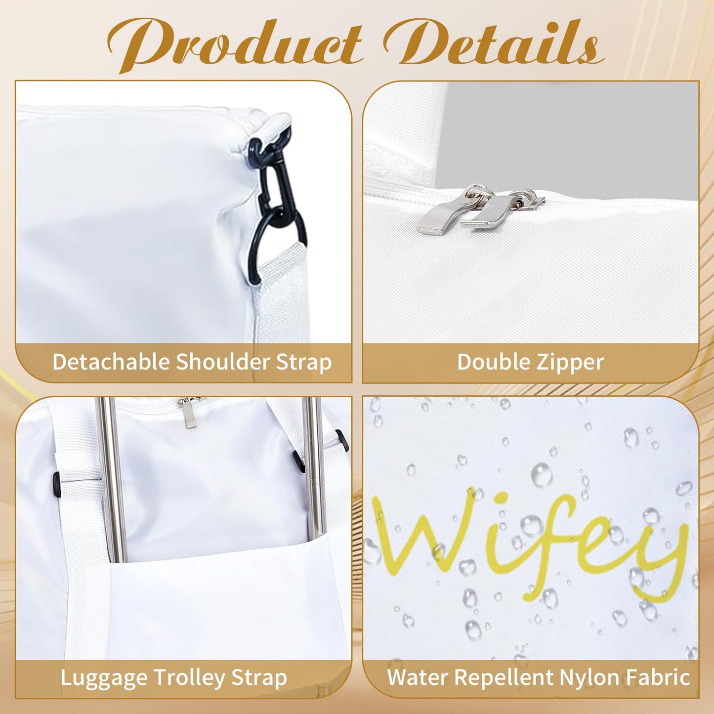 Kuabiz 2 Pcs Wifey Hubby Duffle Bag Set White Black Wedding Travel Bags Waterproof Honeymoon Travel Bags Weekender Tote Bag For Women Men Couple Bridal Shower Honeymoon Party Organizer Supplies