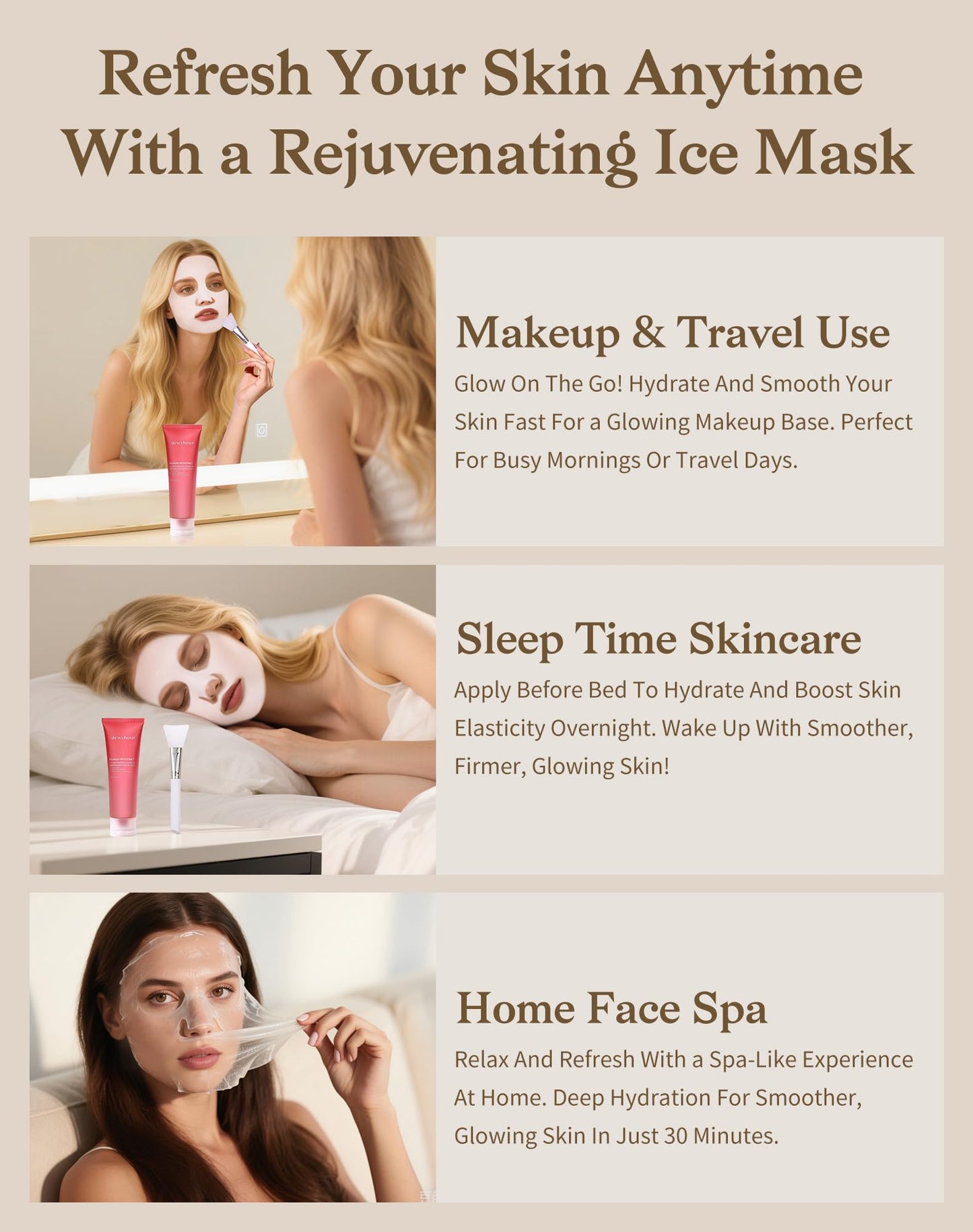 dewyhour Collagen Night Wrapping Mask, Rice Mask for Face, Peel Off Face Mask for Elasticity, Hydrating & Glow, Korean Skin Care, 2.53 FL.OZ