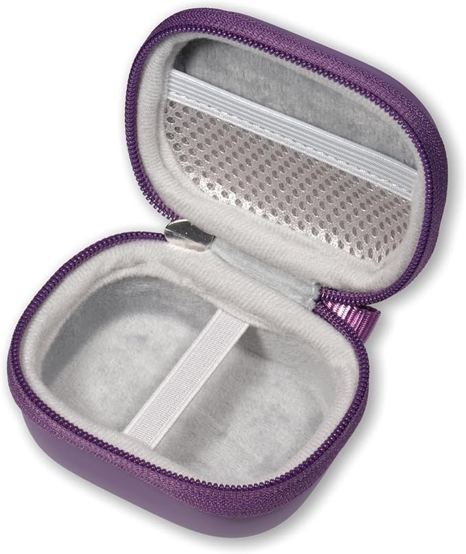 CaseSack Case for JLab Go Pop+,Go Air Pop, Air, Air Tones+/ Tones, JBuds Mini True Wireless Earbuds, Compact Organizer for The Charger case and Charger Cord (Purple)