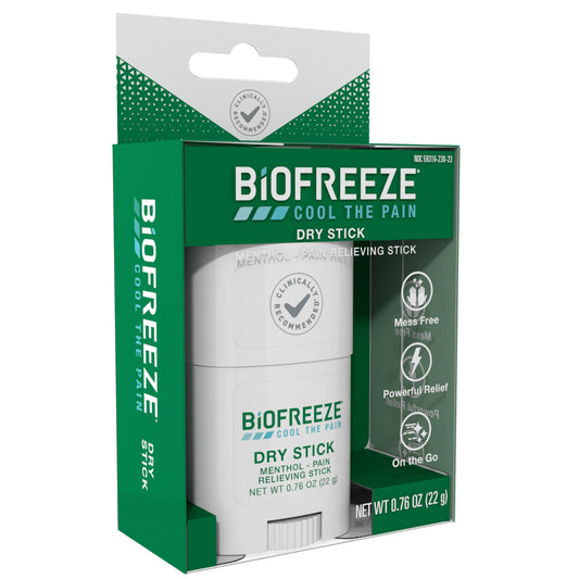 Biofreeze Dry Stick, Mess-Free Relief for Neck, Shoulder, Knee, Hip, Hand & Joint, Cooling Menthol Pain Relief Stick, Up to 100 Uses