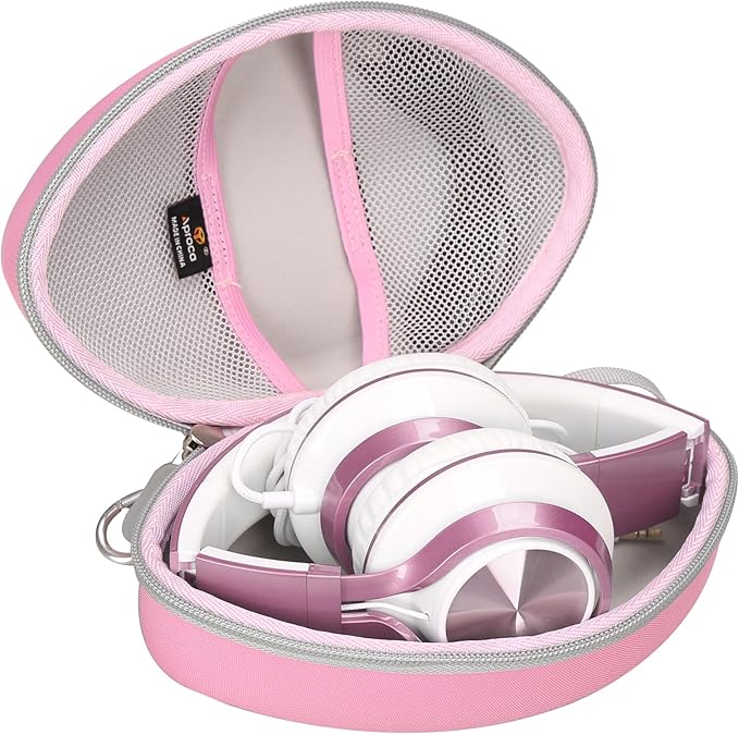 Aproca Headphones Case Compatible with AILIHEN MS300 / Artix CL750 / AILIHEN C8 Over-Ear Headphones, Portable Headset Bag-Pink