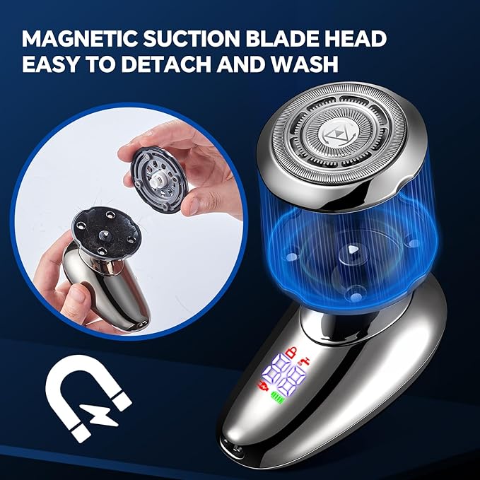 Big Blade Electric Shaver for Men Face, 3 in 1 Multifunction Men's Small Electric Shavers,Waterproof Rotary Shavers Grooming Kit, USB Rechargeable Portable Mini Electric Razor for Women