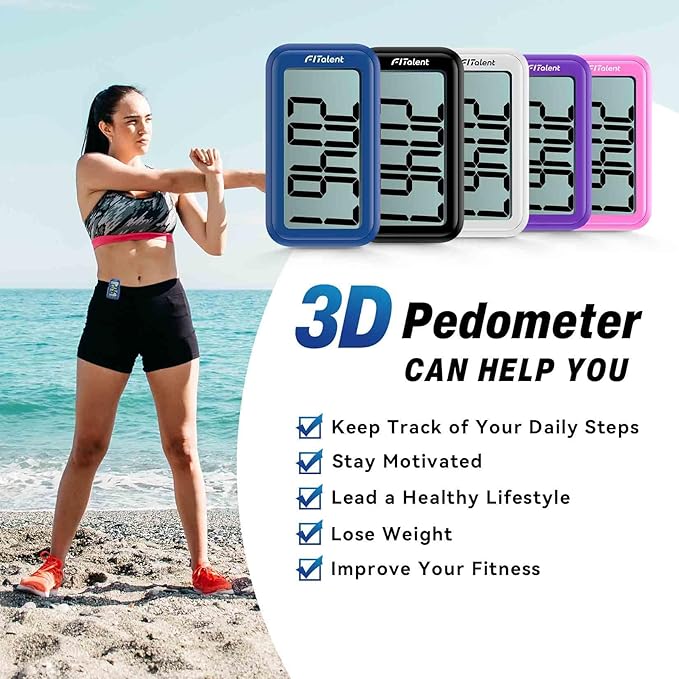 Pedometer for Walking Steps, 3D Accurate Simple Pedometer, Step Counter for Kids Men Women Seniors, Step Tracker with Clip Lanyard