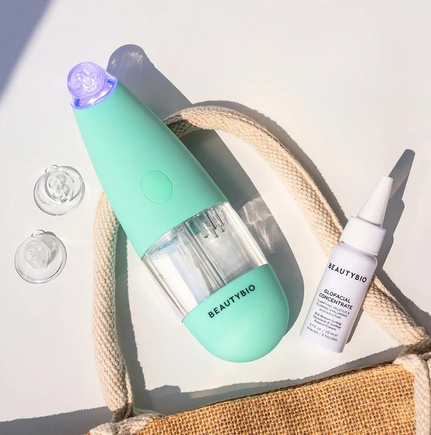 BeautyBio GLOfacial Hydro-Infusion Deep Pore Cleansing + Blue LED Clarifying Tool & Concentrates